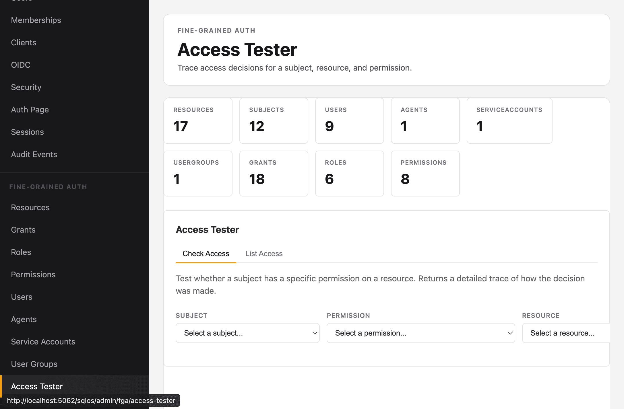 Access tester tracing a decision