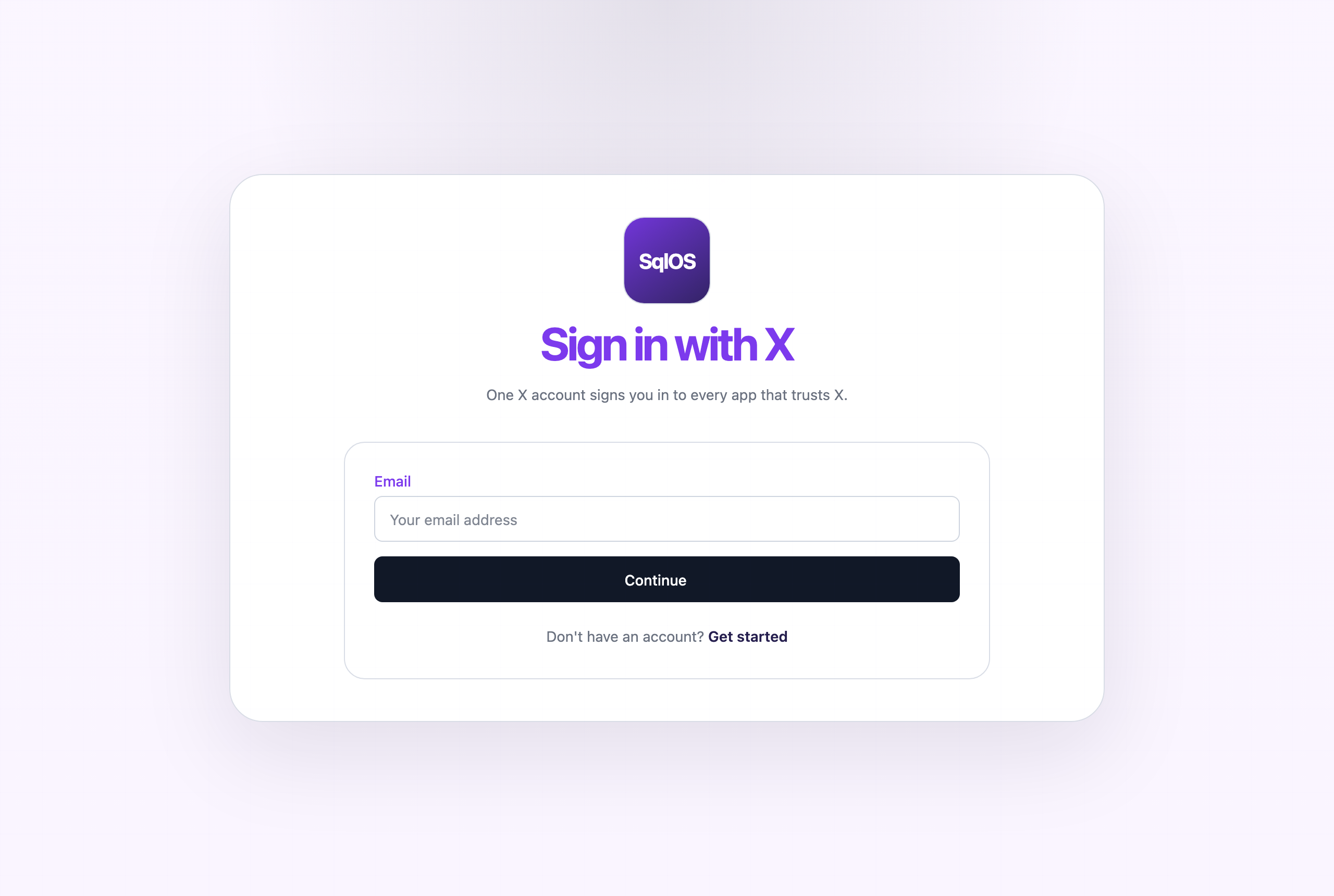 X's hosted sign-in page with the branding seeded in AddSqlOS