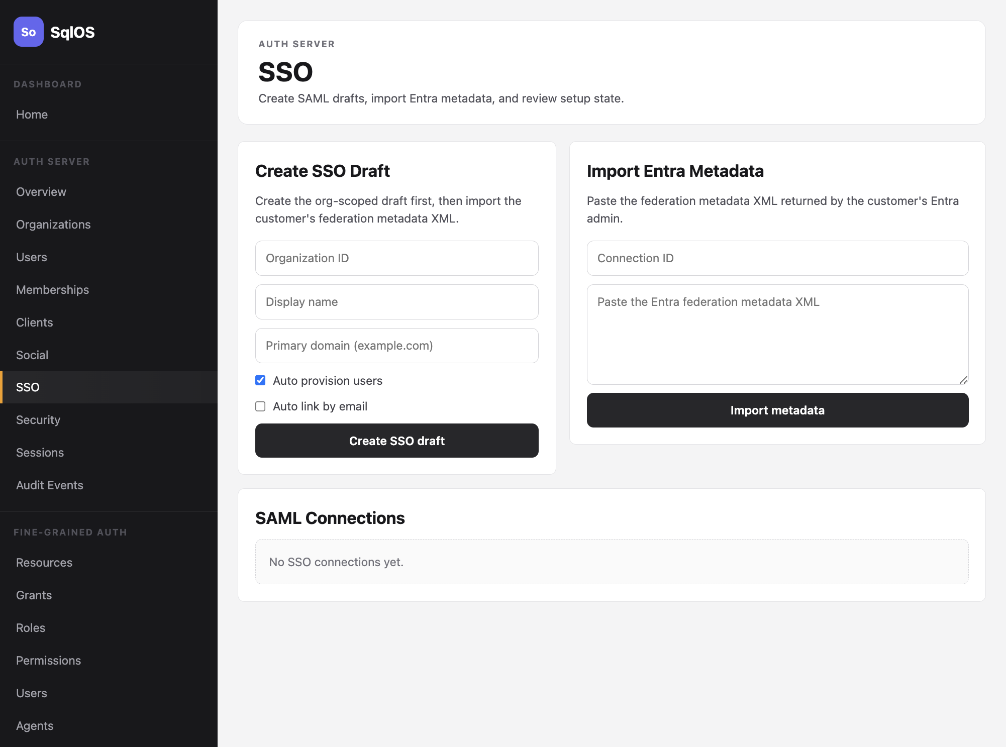Organization SAML SSO configuration
